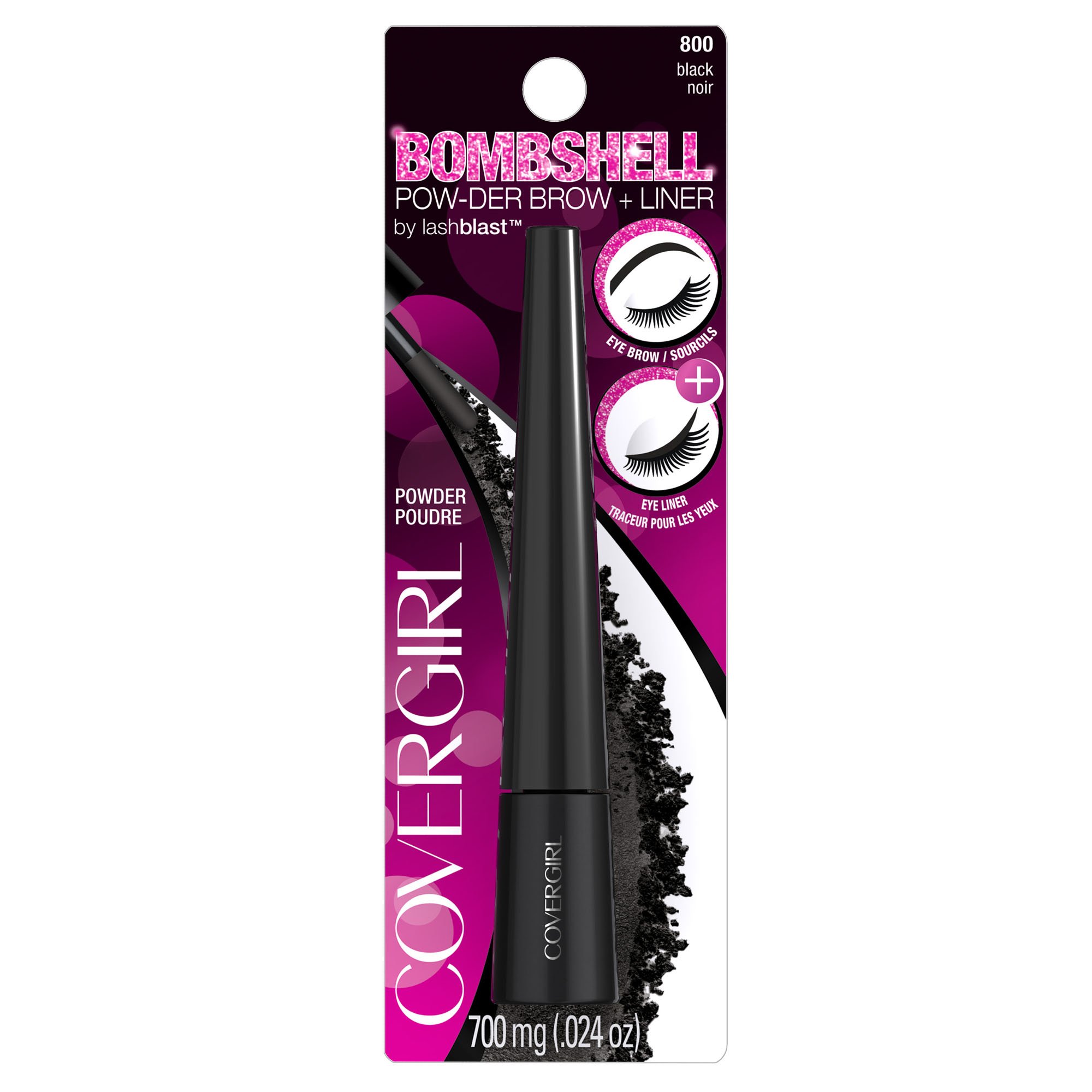 COVERGIRL Bombshell POW-der Brow & Liner Eyebrow Powder Black 800, .24 oz (packaging may vary)