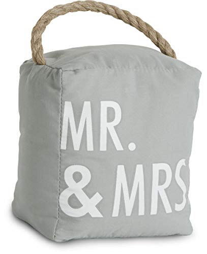 Pavilion - Open Door Decor 5" x 6" Gray Door Stopper "Mr. & Mrs."