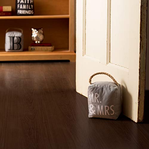 Pavilion - Open Door Decor 5" x 6" Gray Door Stopper "Mr. & Mrs."