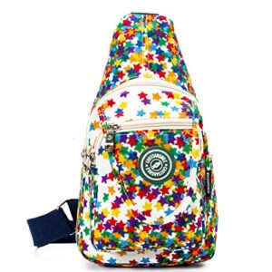 chrysansmile travel crossbody sling bags for women single waterproof sling shoulder backpack for hiking unisex - white
