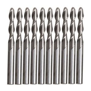 nxwvpc 1/8" 22mm carbide ball nose end mills cnc router bits double flute spiral set tool pack of 10