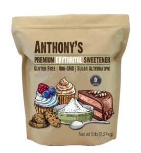 anthony's erythritol granules, 5 lb, non gmo, sweetener, keto & paleo friendly