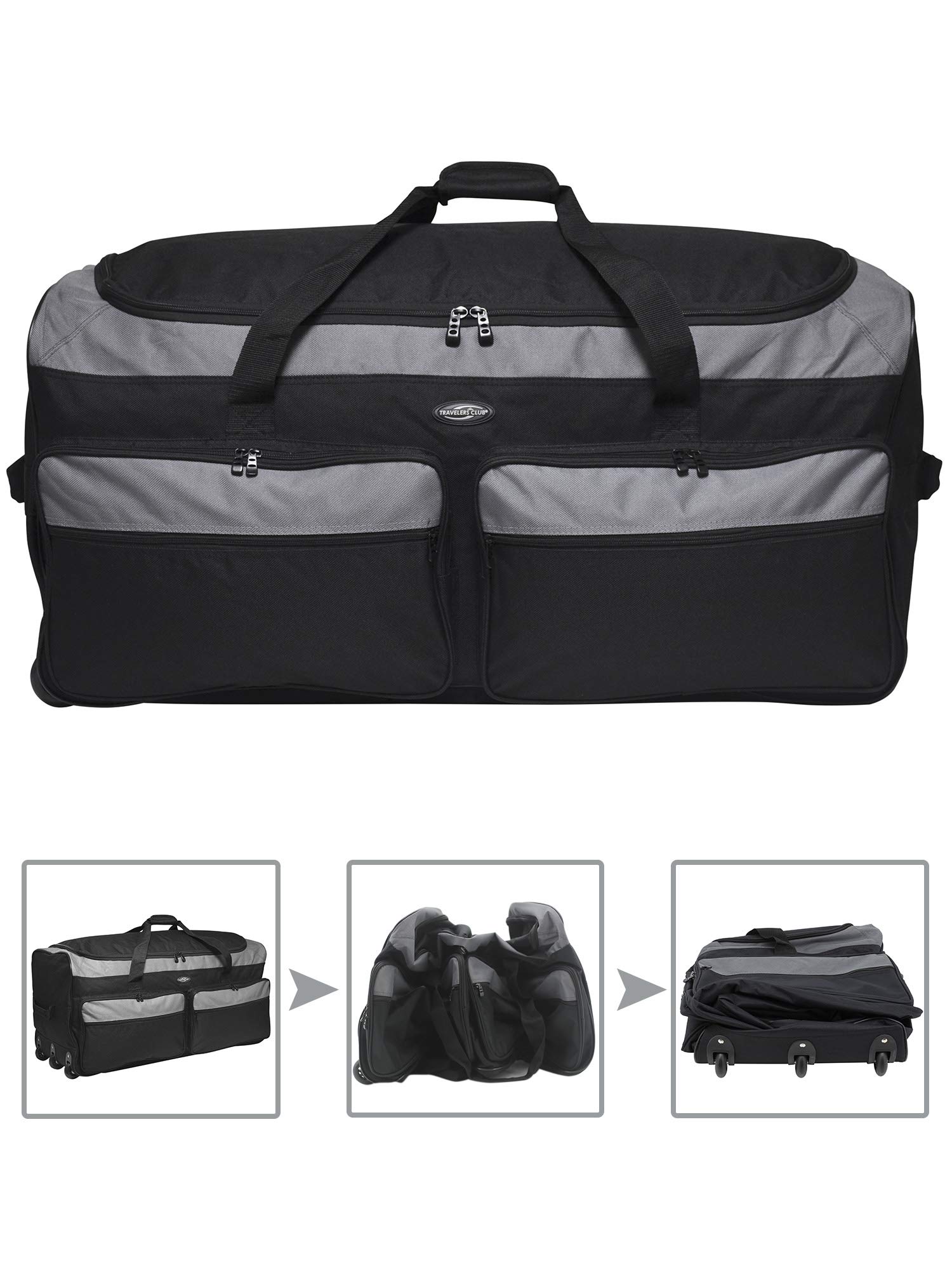 Travelers Club 36" Asgard 3-Wheel Rolling Duffel Bag, Black