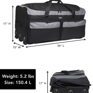 Travelers Club 36" Asgard 3-Wheel Rolling Duffel Bag, Black