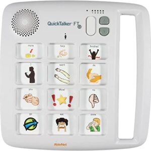 AbleNet QuickTalker 12 - Portable Multi-Message Speech Device with FeatherTouch Technology, 48 Messages, 5 Recording Levels, and Durable Design, AAC Communication Device for Non Verbal Kids & Adults