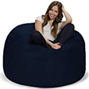chill sack bean bag chair: giant 4' memory foam furniture bean bag - big sofa with soft micro fiber cover - navy