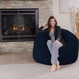 Chill Sack Bean Bag Chair: Giant 4' Memory Foam Furniture Bean Bag - Big Sofa with Soft Micro Fiber Cover - Navy