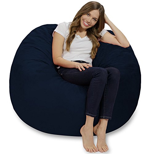 Chill Sack Bean Bag Chair: Giant 4' Memory Foam Furniture Bean Bag - Big Sofa with Soft Micro Fiber Cover - Navy