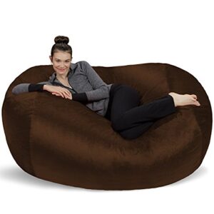 sofa sack - plush bean bag sofas with super soft microsuede cover - xl memory foam stuffed lounger chairs for kids, adults, couples - jumbo bean bag chair furniture - chocolate 6'