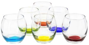 red co. small 13.75 oz multicolored drinking glass set of 6 for water, beverage, cocktail, mixed drinks