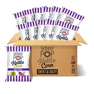 skinnypop sweet & salty kettle popcorn, gluten free, non-gmo, healthy popcorn snacks, skinny pop, 5.3 oz grocery size bags (pack of 12)
