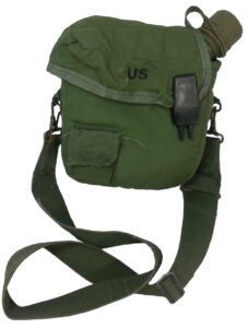 military outdoor clothing new 2 qt od canteen with used 2 qt od canteen cover with strap - k1025