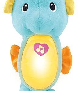 Fisher-Price Musical Baby Toy, Soothe & Glow Seahorse, Plush Sound Machine with Lights & Volume Control for Newborns, Blue