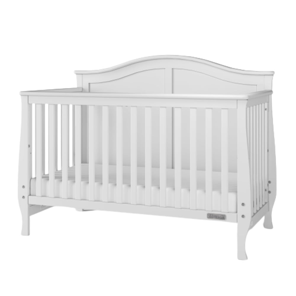 Child Craft Camden 4-in-1 Convertible Crib, Baby Crib Converts to Day Bed, Toddler Bed and Full Size Bed, 3 Adjustable Mattress Positions, Non-Toxic, Baby Safe Finish (Matte White)