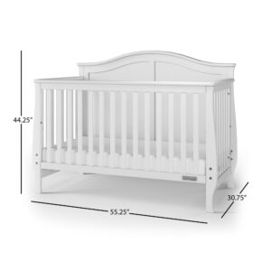 Child Craft Camden 4-in-1 Convertible Crib, Baby Crib Converts to Day Bed, Toddler Bed and Full Size Bed, 3 Adjustable Mattress Positions, Non-Toxic, Baby Safe Finish (Matte White)