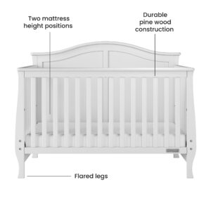 Child Craft Camden 4-in-1 Convertible Crib, Baby Crib Converts to Day Bed, Toddler Bed and Full Size Bed, 3 Adjustable Mattress Positions, Non-Toxic, Baby Safe Finish (Matte White)