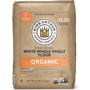 King Arthur, 100% Organic White Whole Wheat Flour, 100% Whole Grain, Non-GMO Project Verified, 5 Pounds (Packaging May Vary)