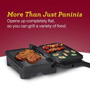 Elite Gourmet EPN-2976 2-in-1 Nonstick Panini Press & Indoor Grill, Opens 180-Degree Gourmet Sandwich Maker, Floating Hinge Fits All Foods, Contact Grill with Removable Grease Tray, Stainless Steel