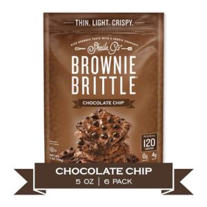 Sheila G's Brownie Brittle – Original Chocolate Chip Thin and Crispy Sweet Snacks (Pack of 6, 5 oz), Rich Gourmet Brownie Bites Dessert