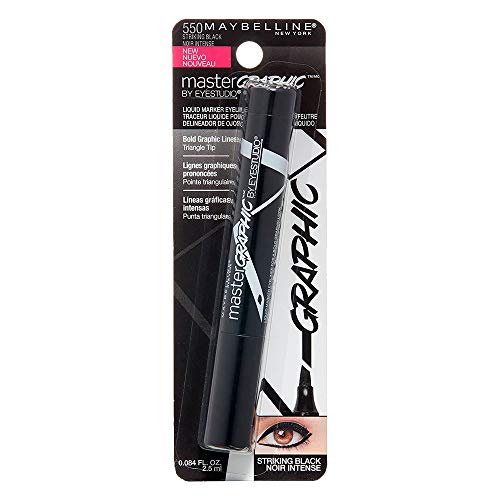 Maybelline New York Eye Studio Master Graphic Liquid Eyeliner, Striking Black, 0.084 Fluid Ounce