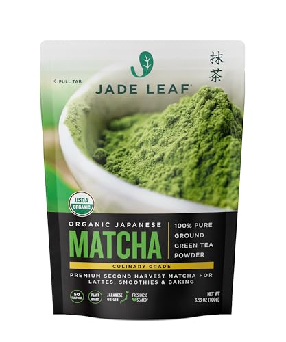 Jade Leaf Matcha Organic Green Tea Powder, Culinary Grade, Premium Second Harvest - Authentically Japanese (3.53 Ounce Pouch)