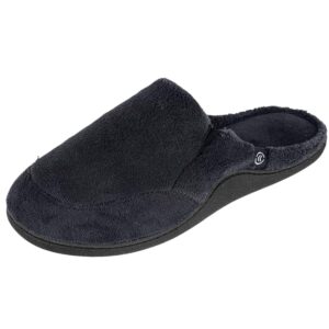isotoner mens microterry clog slippers ebony black xx-large 13-14
