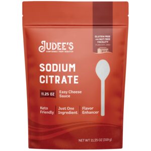 judee’s sodium citrate - 11.25 oz - keto-friendly, gluten-free and nut-free for cooking and molecular gastronomy - 100% non-gmo - emulsifier for cheese sauce - serves as preservative