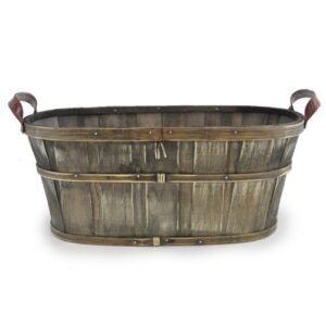 the lucky clover trading wood chip bushel, rustic gray basket, grey