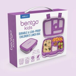 Bentgo® Kids Bento-Style 5-Compartment Lunch Box - Ideal Portion Sizes for Ages 3 to 7 - Leak-Proof, Drop-Proof, Dishwasher Safe, BPA-Free, & Made with Food-Safe Materials (Purple)