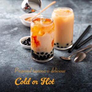 WuFuYuan Boba Tapioca Pearl, Black Sugar Flavor, Ready in 5 Minutes, 8.8 Oz. (Single Pack)