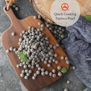 WuFuYuan Boba Tapioca Pearl, Black Sugar Flavor, Ready in 5 Minutes, 8.8 Oz. (Single Pack)