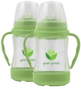 sip 'n straw glass cup, light lime 1 count by green sprouts (pack of 2)2