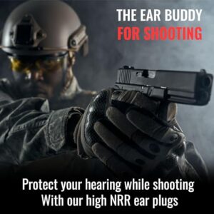 The Ear Buddy Premium Soft Foam Ear Plugs for Sleeping Noise Cancelling, Hearing Protection Earplugs for Shooting Range, Concerts, Work & Travel, Noise Reduction Rating 32 Decibels, 50 Pairs