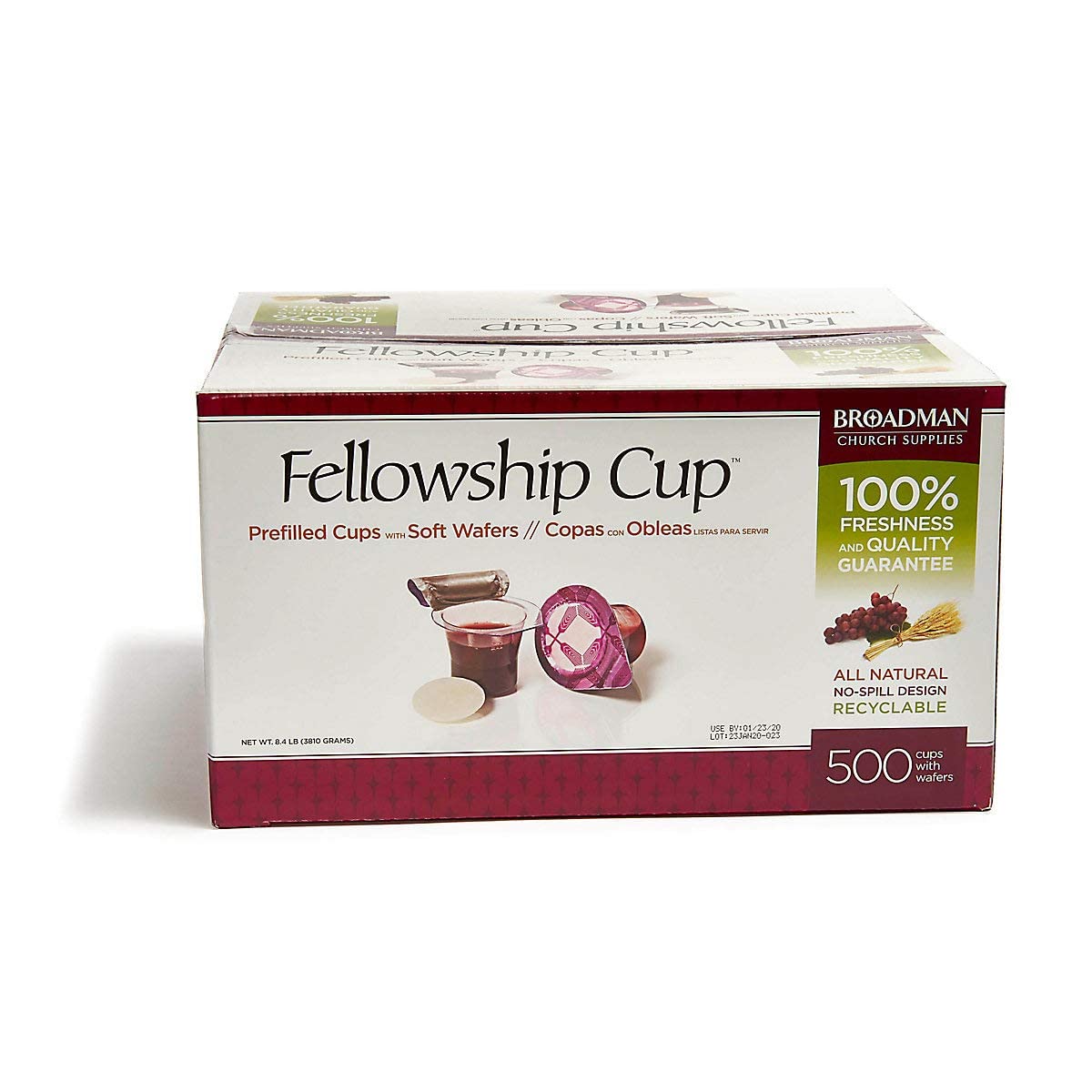 Broadman Church Supplies Pre-filled Communion Fellowship Cup, Juice and Wafer Set, 500 Count