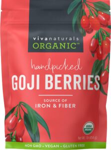 organic dried goji berries - non-gmo and vegan goji berries organic, perfect for baking, teas and snacks for adults (1 lb)