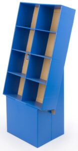 displays2go free-standing 8-pocket display bin, royal blue