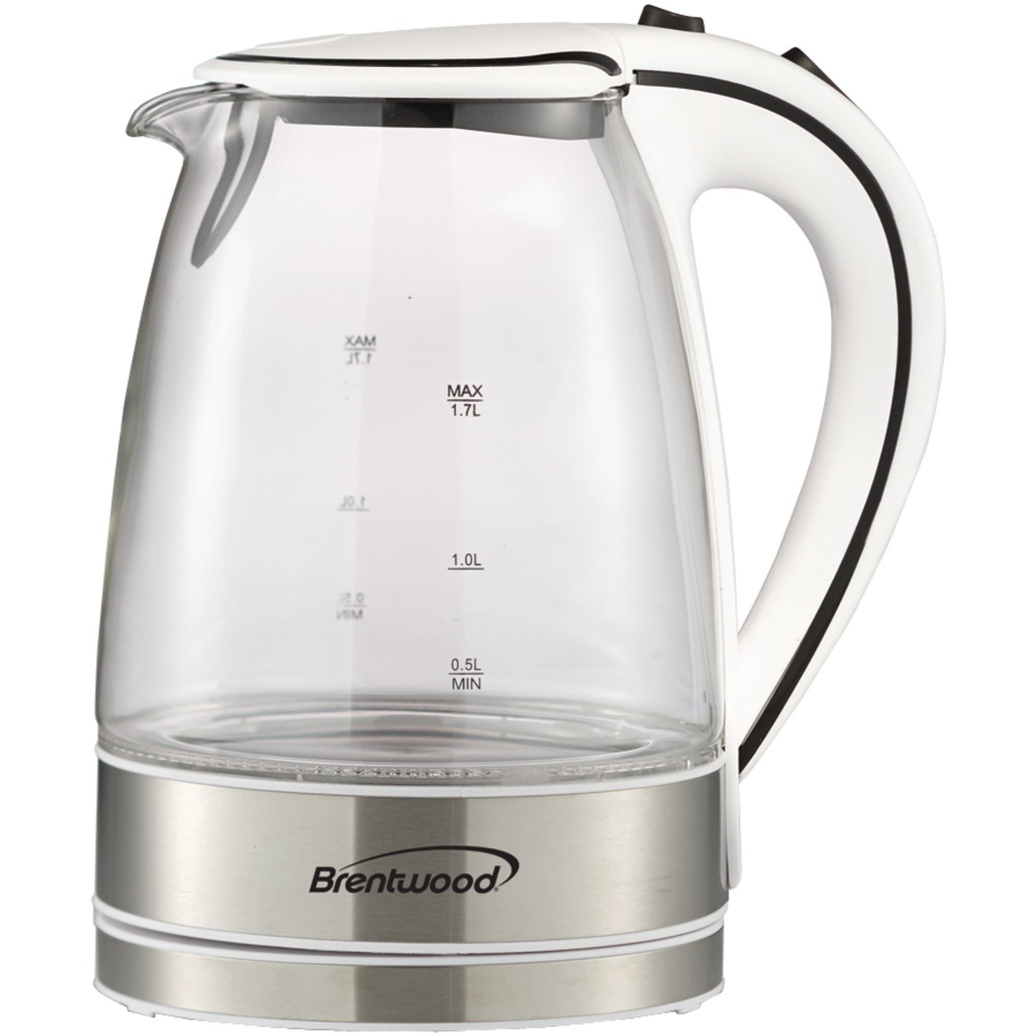 Brentwood KT-1900W 1.7L Cordless Glass Electric Kettle, White