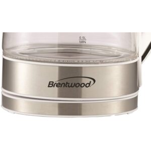 Brentwood KT-1900W 1.7L Cordless Glass Electric Kettle, White