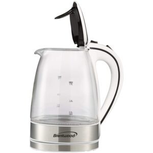 Brentwood KT-1900W 1.7L Cordless Glass Electric Kettle, White