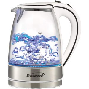 Brentwood KT-1900W 1.7L Cordless Glass Electric Kettle, White