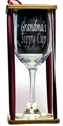 Grandma's Sippy Cup Stemmed Wine Glass with Charm and Presentation Packaging