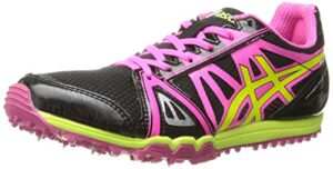 asics women's hyper rocketgirl xc spike shoe, black/hot pink/flash yellow, 11 m us