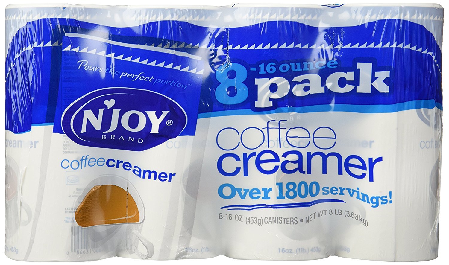 N'Joy 827783 Non-Dairy Coffee Creamer, 16 oz Canister, 8/Carton