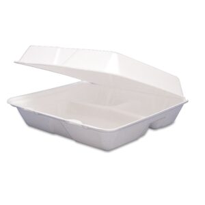dart 95ht3r foam container hinged lid 3-comp 9 1/2 x 9 1/4 x 3 200/carton