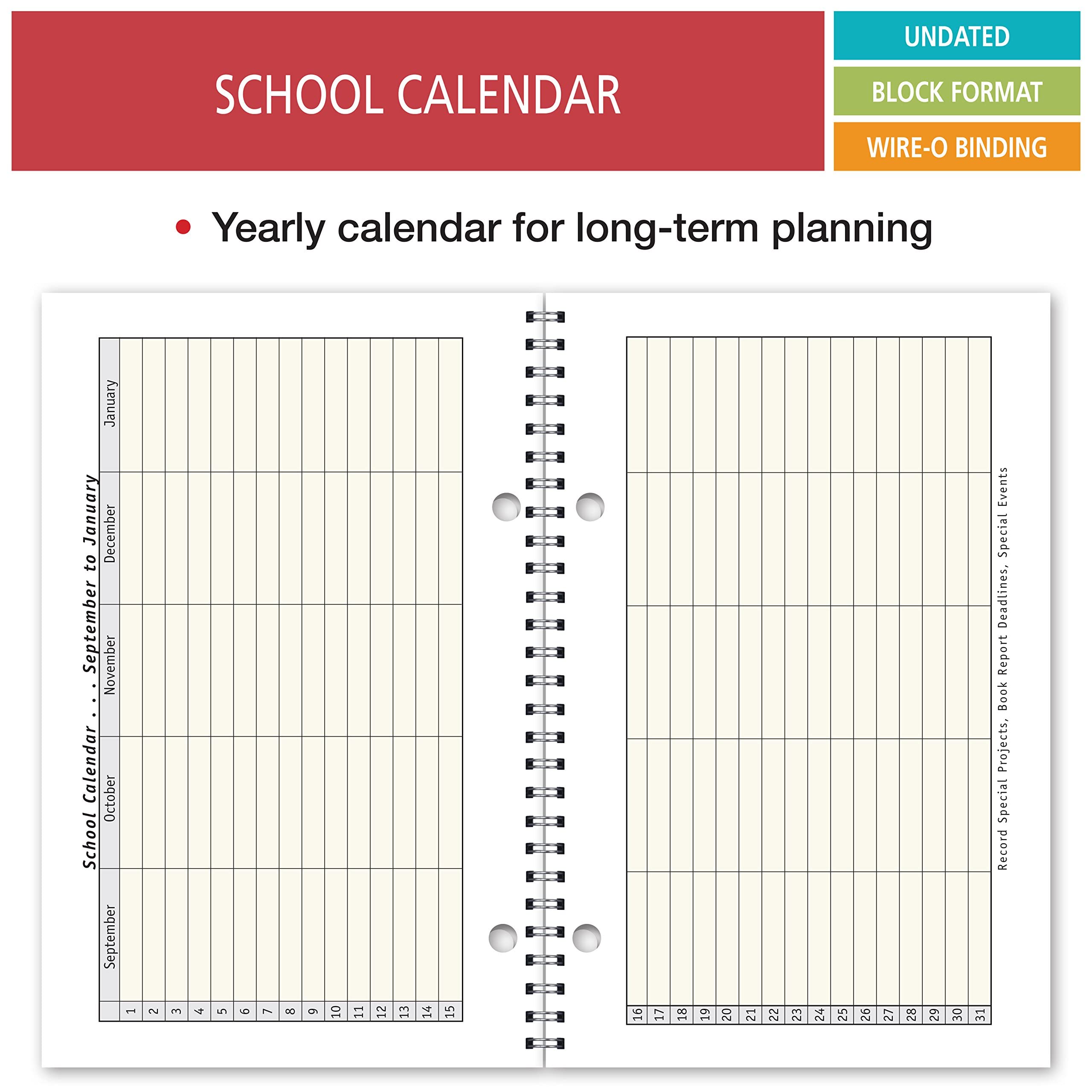 Student Planner Daily Format for Elementary School (S85-Red) 5.5 x 8.5