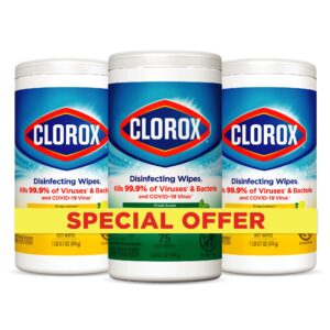clorox disinfecting wipes value pack, cleaning wipes, 75 count each, pack of 3 (package may vary)