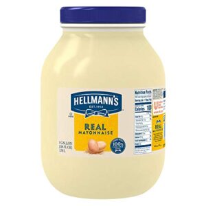 hellmann's real mayonnaise jar, condiment for sandwiches, salads, mayo made with 100% cage free eggs, gluten free 1 gallon 128 oz, pack of 1