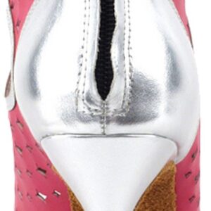 Very Fine Women's Salsa Ballroom Tango Dance Shoes CD3022 Bundle with Shoe Brush, Peach & Silver 8.5 M US 3"