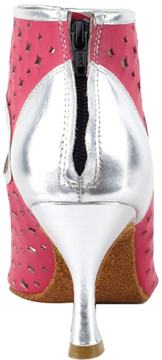 Very Fine Women's Salsa Ballroom Tango Dance Shoes CD3022 Bundle with Shoe Brush, Peach & Silver 8.5 M US 3"