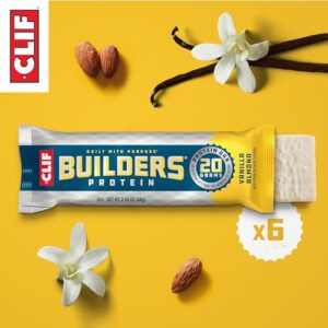 CLIF Builders - Vanilla Almond Flavor - Protein Bars - Gluten-Free - Non-GMO - Low Glycemic - 20g Protein - 2.4 oz. (6 Pack)